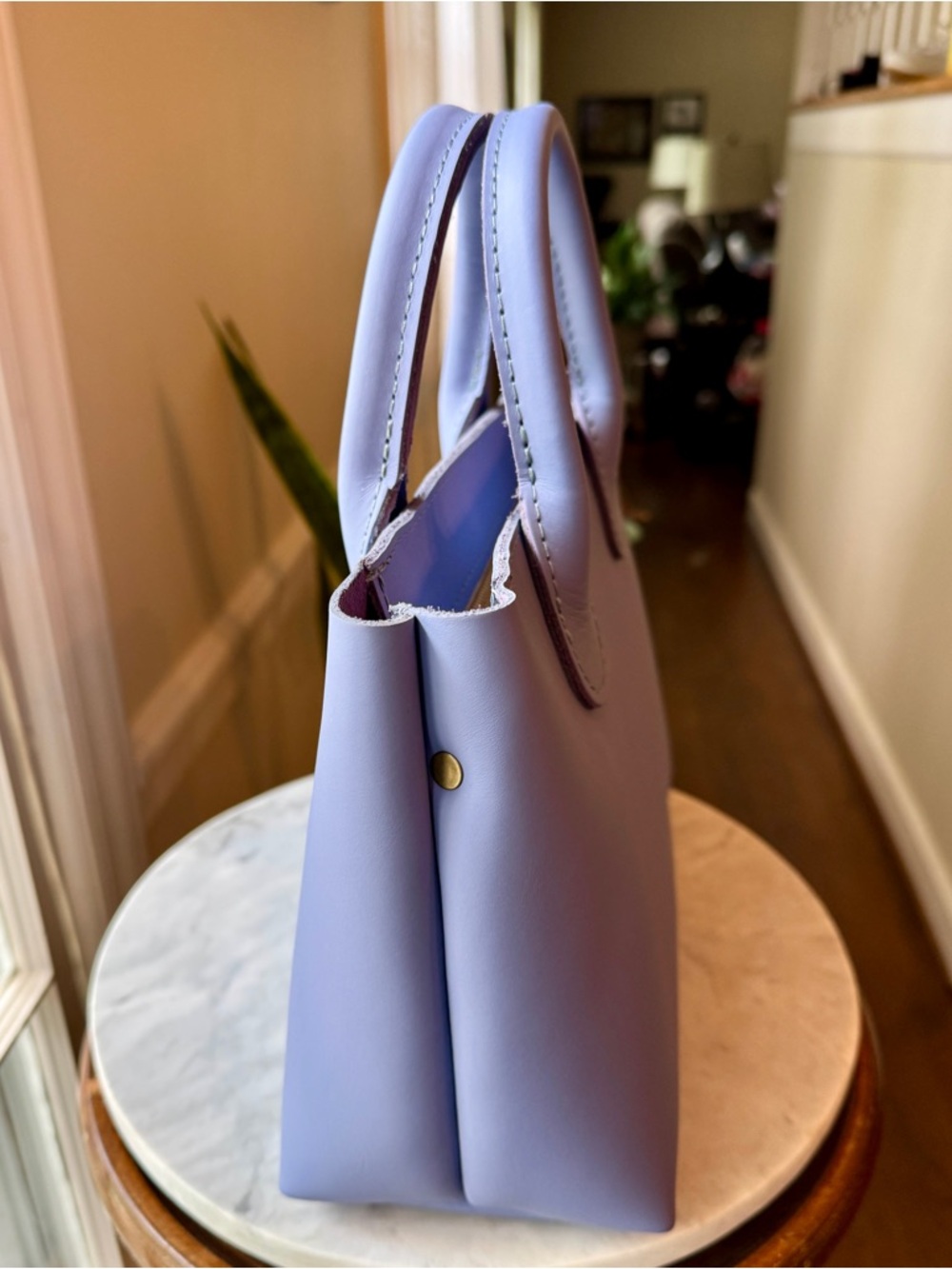 Portland Leather Perwinkle Purse Large Raindrop/Rainstorm Zip - Picture 4 of 7